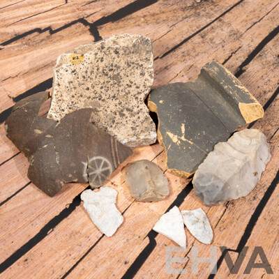 Great Collection Nine Ancient English Artifacts,  All in Collectors Frames