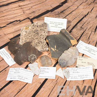 Great Collection Nine Ancient English Artifacts,  All in Collectors Frames