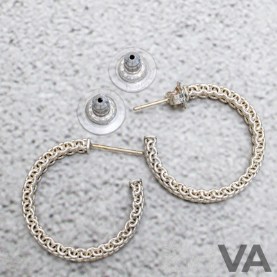 Tiffany & Co. Somerset Sterling Silver Medium Hoop Earrings, 25mm, 6.22 Grams