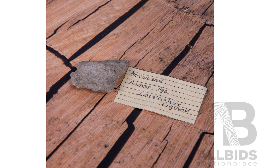 Collection Four Ancient Neolithic & Bronze Age English Flint Knapped & Stone Items, All in Collectors Frames