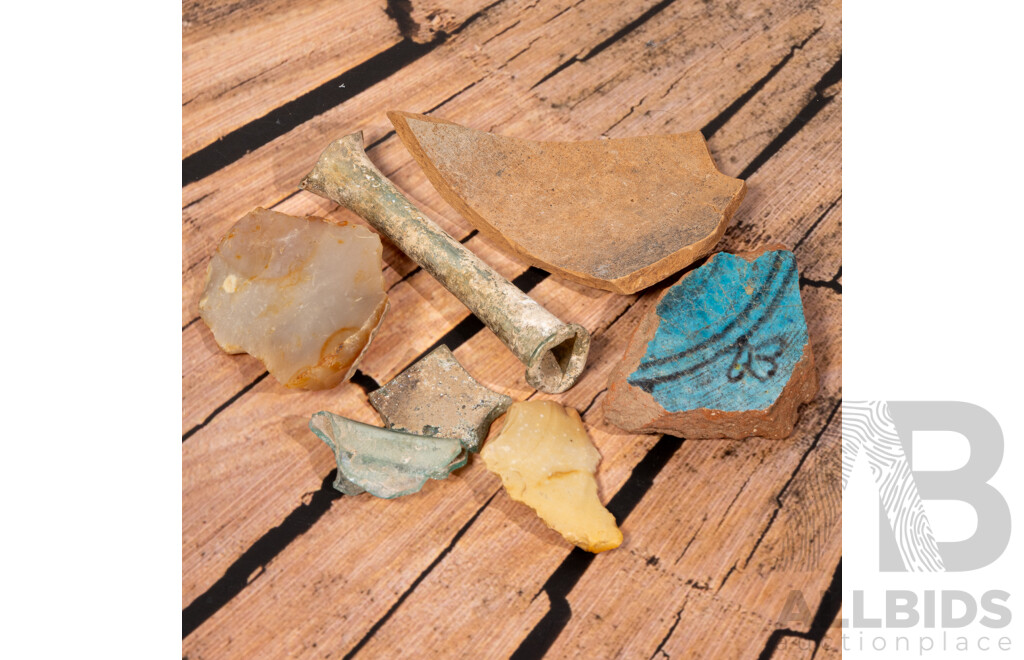 Great Collection Six Ancient Mediterranean Artifacts,  All in Collectors Frames