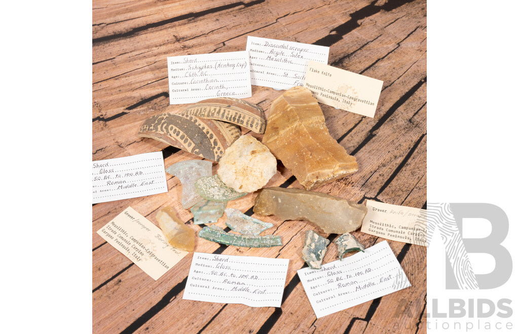 Great Collection 12 Ancient Mediterranean Artifacts,  All in Collectors Frames