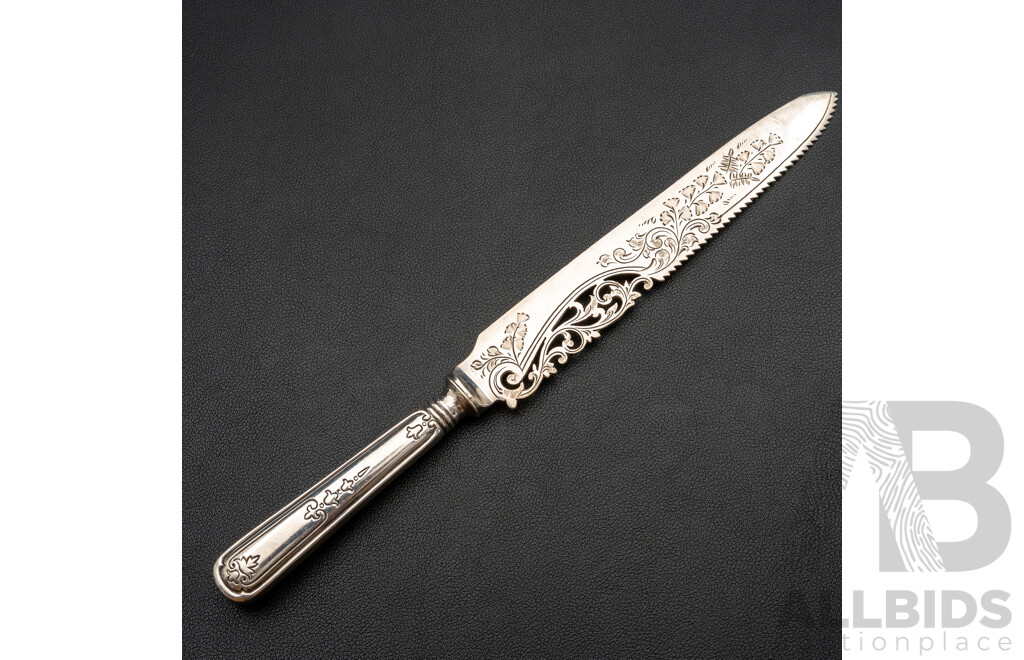 Antique Birks Sterling Silver Louis XV Pattern Cake Knife, Montreal C.1925, 26.5cm, 84.0 Grams