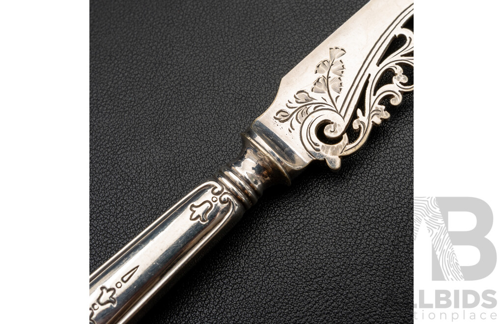 Antique Birks Sterling Silver Louis XV Pattern Cake Knife, Montreal C.1925, 26.5cm, 84.0 Grams