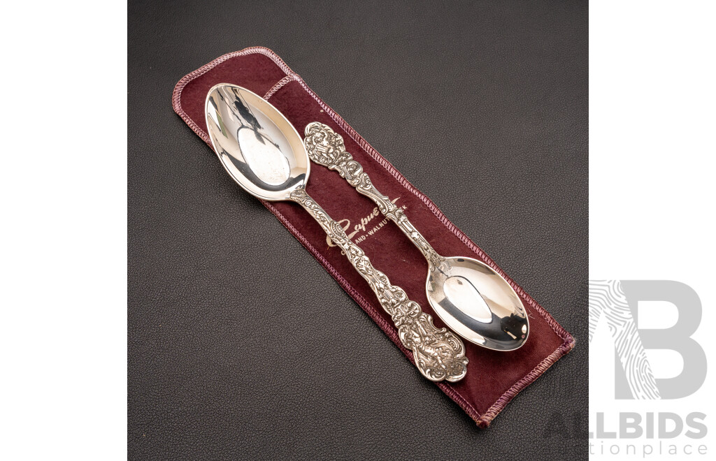 Antique Gorham Versailles (2) Sterling Silver Spoons, Copyrighted 1888, Cherub & Harp, 82.0 Grams