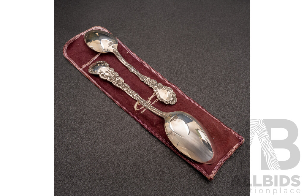 Antique Gorham Versailles (2) Sterling Silver Spoons, Copyrighted 1888, Cherub & Harp, 82.0 Grams