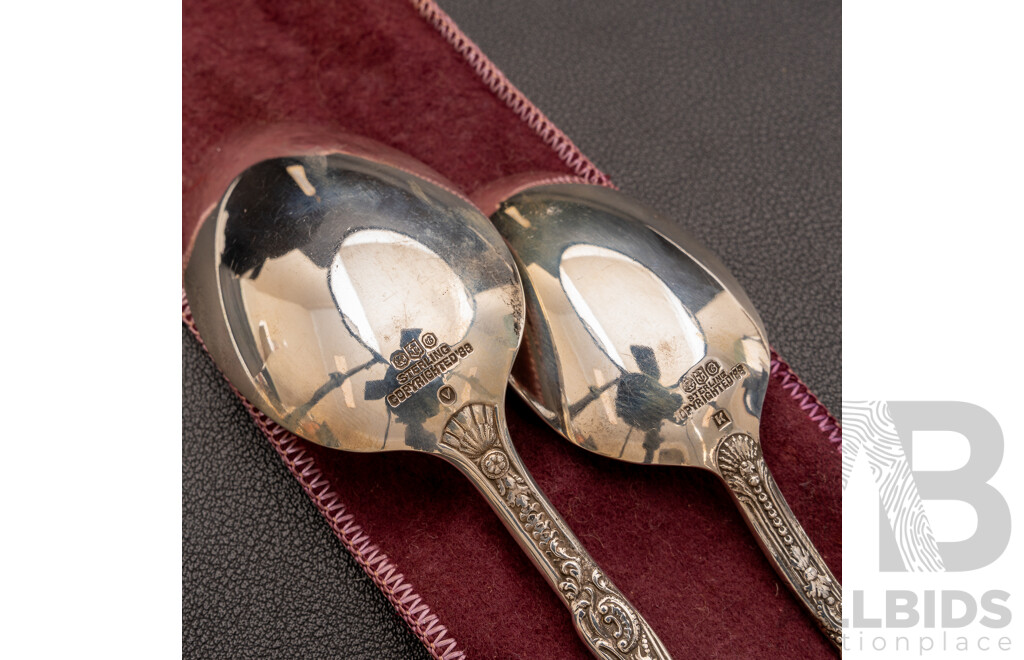 Antique Gorham Versailles (2) Sterling Silver Spoons, Copyrighted 1888, Cherub & Harp, 82.0 Grams