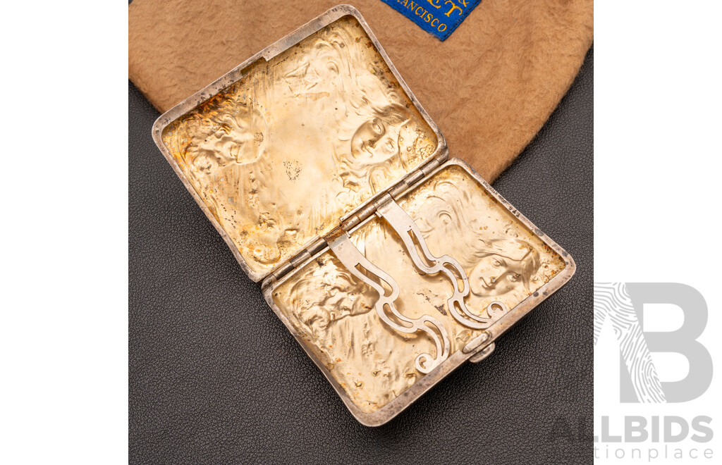 Antique Sterling Silver Art Nouveau Cigarette Case, C.1900, Monogrammed CCR, 79.83 Grams