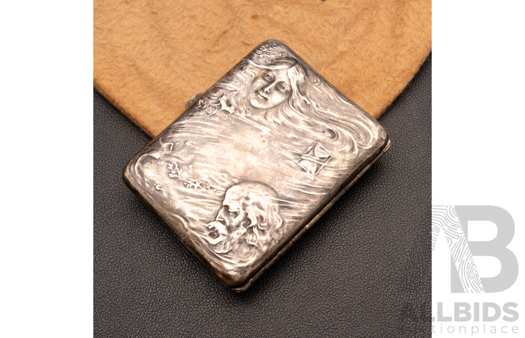 Antique Sterling Silver Art Nouveau Cigarette Case, C.1900, Monogrammed CCR, 79.83 Grams