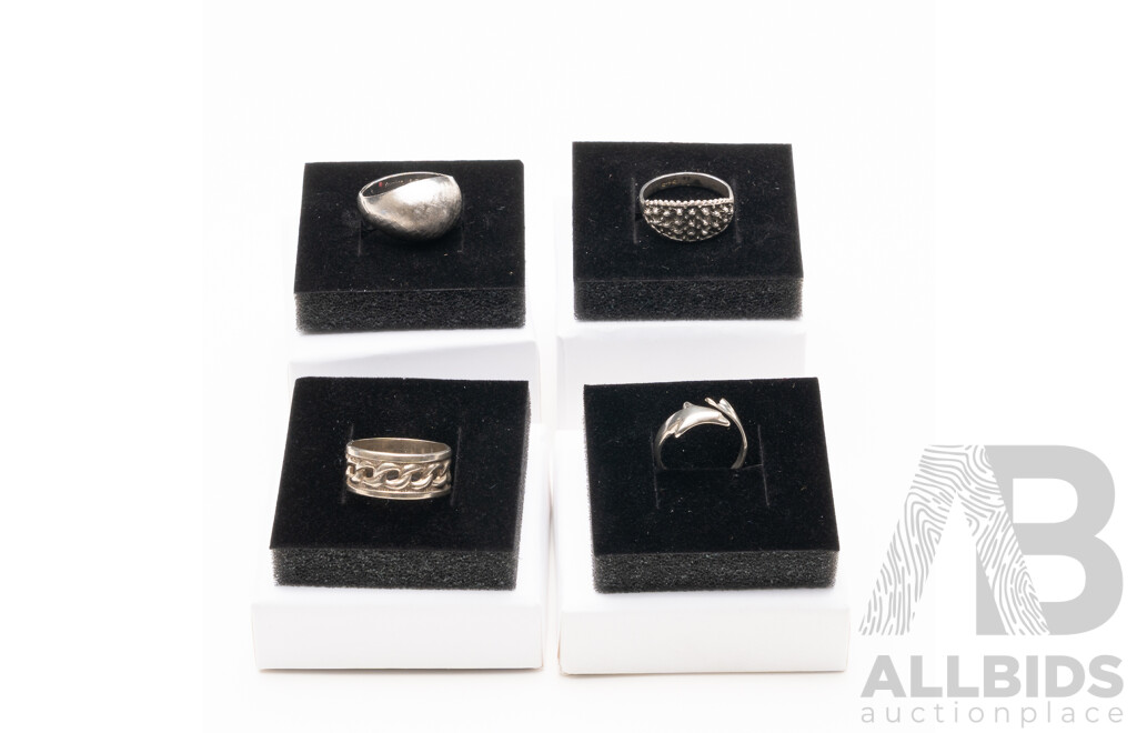 Collection of (4) Sterling Silver Vintage Rings, with Presentation Boxes - Ex Stock, 12.49 Grams