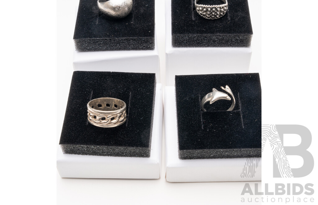 Collection of (4) Sterling Silver Vintage Rings, with Presentation Boxes - Ex Stock, 12.49 Grams