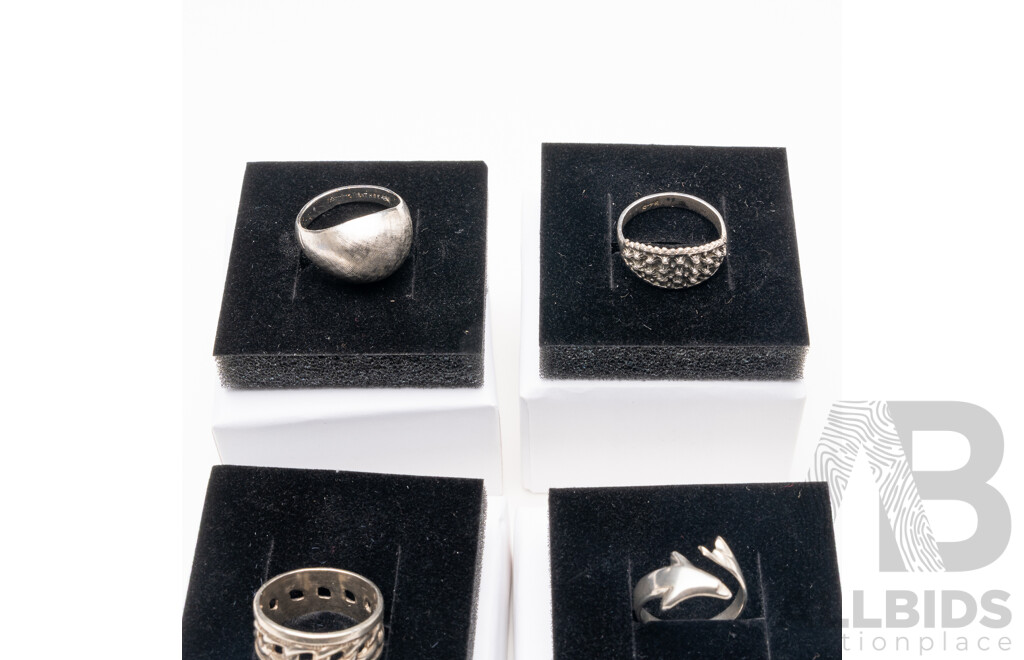 Collection of (4) Sterling Silver Vintage Rings, with Presentation Boxes - Ex Stock, 12.49 Grams