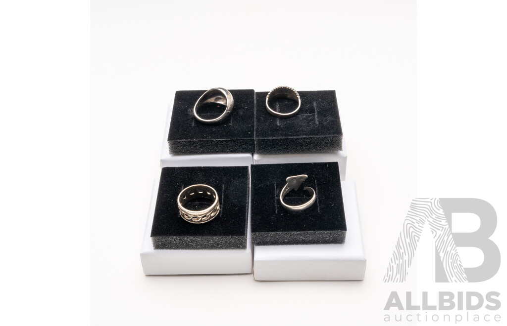 Collection of (4) Sterling Silver Vintage Rings, with Presentation Boxes - Ex Stock, 12.49 Grams