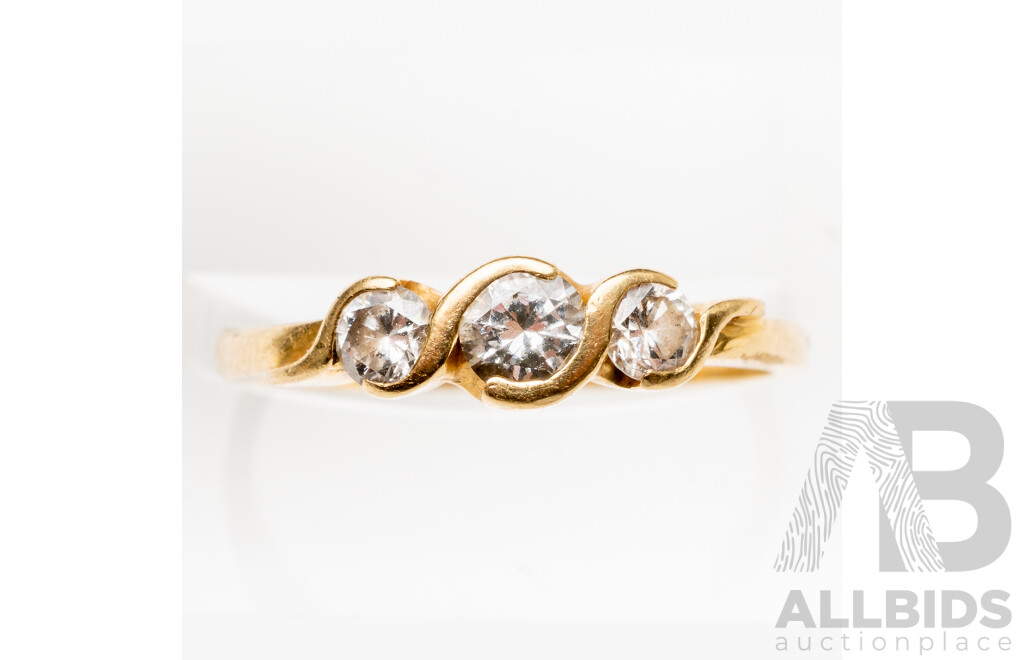 18ct Michael Hill Diamond Trilogy Ring, TDW0.50ct, Size N, 2.69 Grams