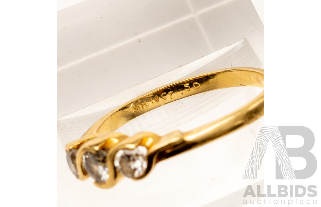 18ct Michael Hill Diamond Trilogy Ring, TDW0.50ct, Size N, 2.69 Grams
