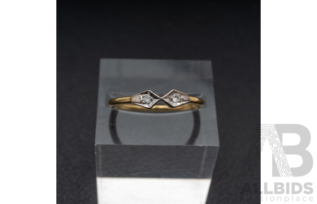 9ct Vintage Diamond Set Stacking Ring, TDW 0.04ct, Size M, 2.07 Grams