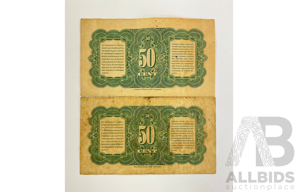 Two Netherlands 1943 Fifty Cent Notes