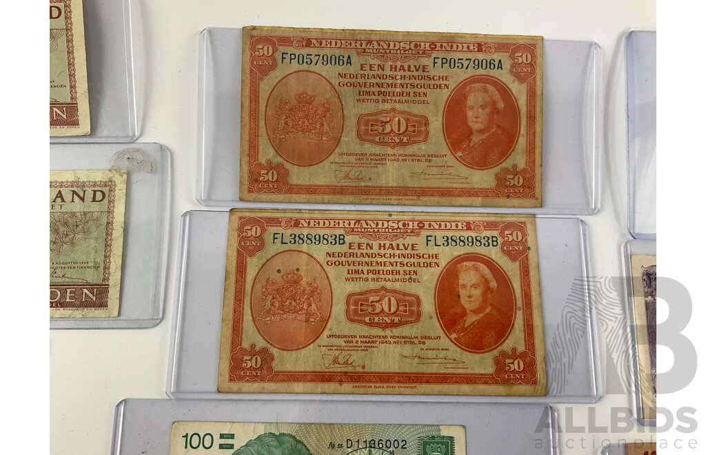 Collection of Vintage International Banknotes Including Noumea, Croatia, Greece, Netherlands, China, Oman, Indonesia, Thailand, Germany