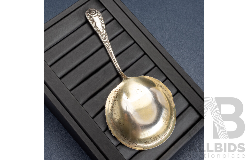 Antique Durgin Sterling Silver Serving Spoon 'chrysanthemum' Pattern, 1897, 41.0 Grams