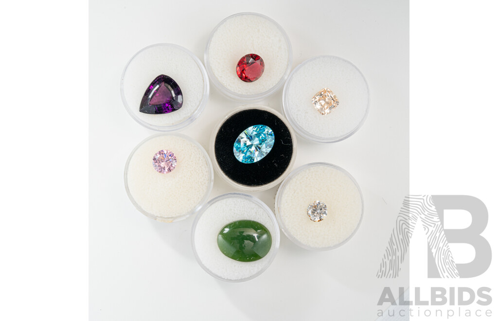 Collection of Natural & Synthetic Unset Gemstones Including Amethyst & Neprite Jade Cabochon