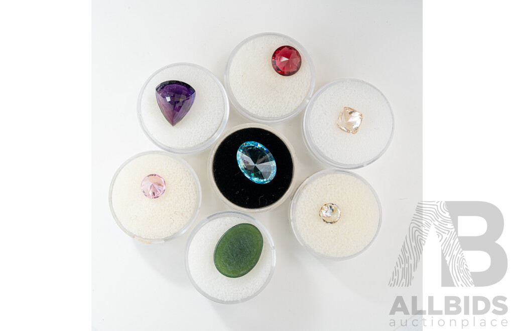 Collection of Natural & Synthetic Unset Gemstones Including Amethyst & Neprite Jade Cabochon