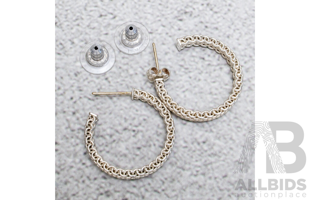 Tiffany & Co. Somerset Sterling Silver Medium Hoop Earrings, 25mm, 6.22 Grams