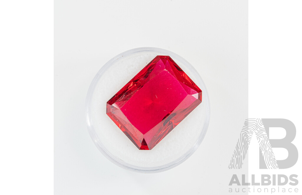 Biron Ruby - Unset Emerald Cut Lab Grown Ruby Gemstone, 28.25CT