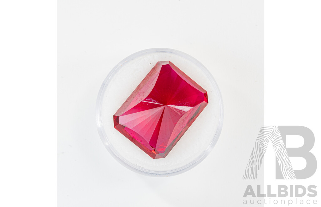 Biron Ruby - Unset Emerald Cut Lab Grown Ruby Gemstone, 28.25CT