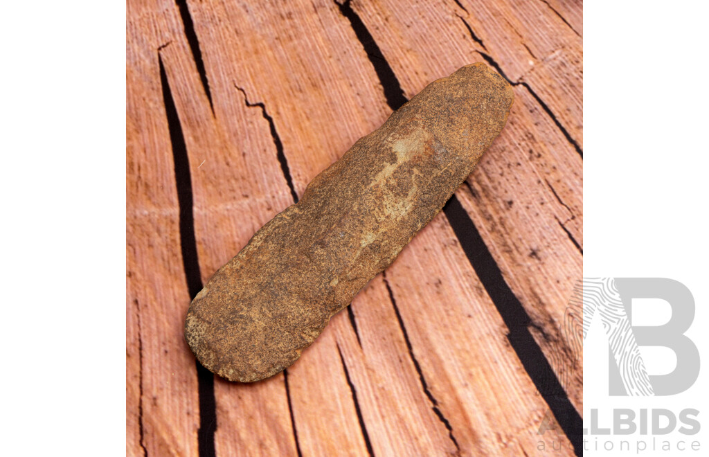 Ancient Paleolithic Green Glauconitic Sandstone Celt or Hand Axe, Northern Laos, in Collection Case