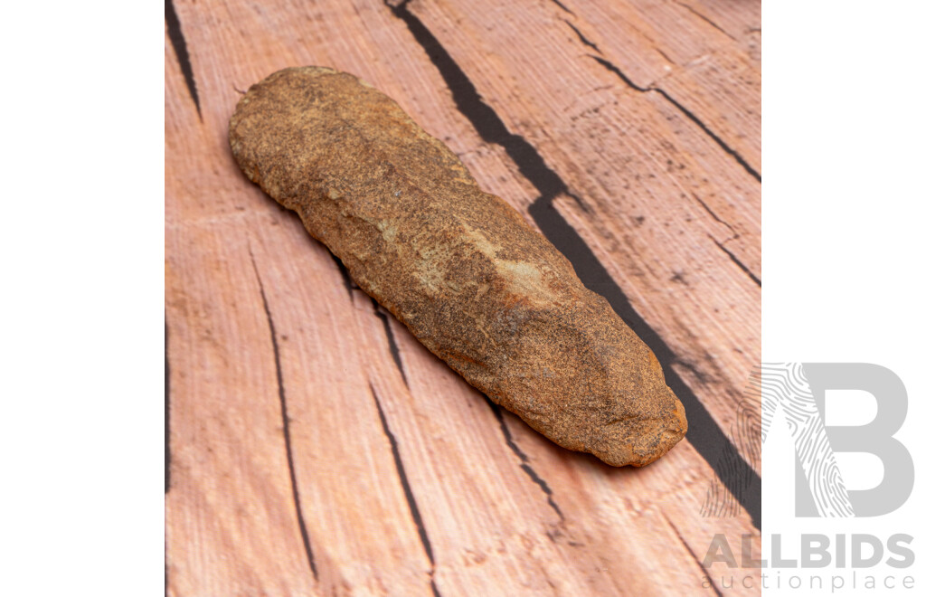 Ancient Paleolithic Green Glauconitic Sandstone Celt or Hand Axe, Northern Laos, in Collection Case