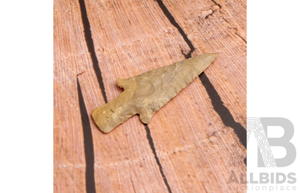 Ancient Native American Indian Knapped Flint Hardin Barbed Projectile Point, Floraville Illinois, 9000 to 6000 BP, in Collectors Case