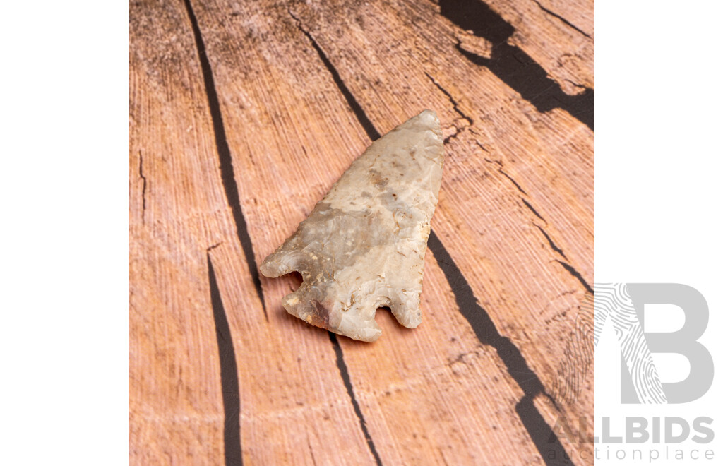 Ancient Native American Indian Knapped Flint Lost Lake Projectile Point, Floraville Illinois, 9000 to 6000 BP,  in Collectors Case