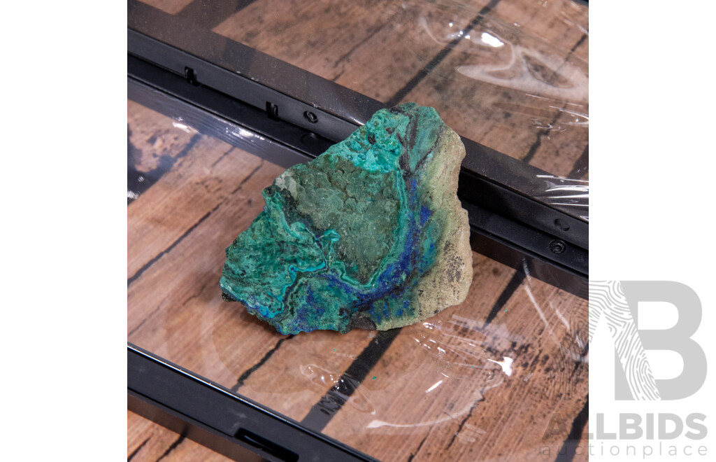 Malechite with Azurite Mineral Specimens in Collectors Frame Burra, SA, From V&C Chidley Collection