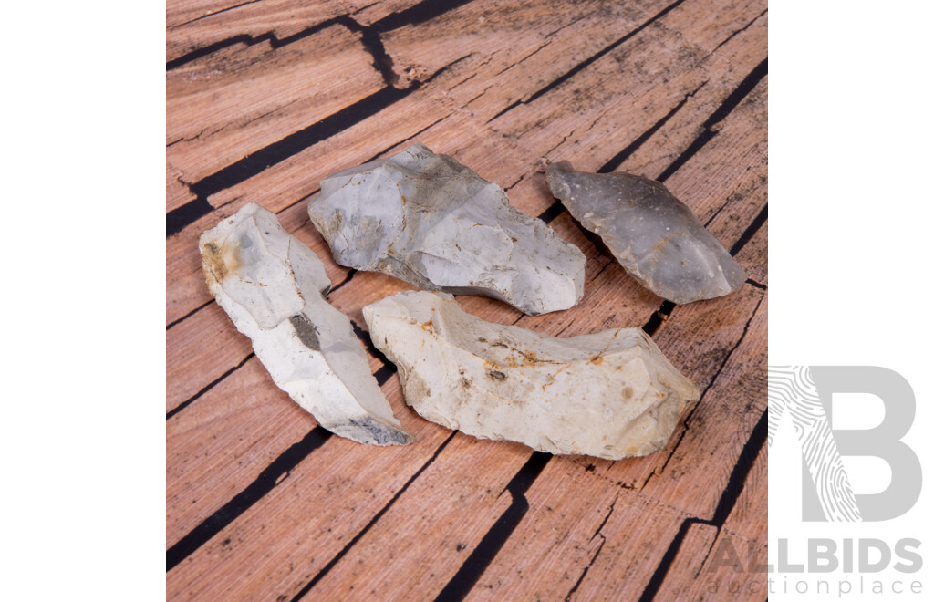 Collection Four Ancient Danish Neolithic Entebolle Culture Items, All in Collectors Frames