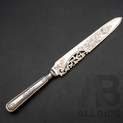Antique Birks Sterling Silver Louis XV Pattern Cake Knife, Montreal C.1925, 26.5cm, 84.0 Grams