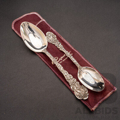 Antique Gorham Versailles (2) Sterling Silver Spoons, Copyrighted 1888, Cherub & Harp, 82.0 Grams