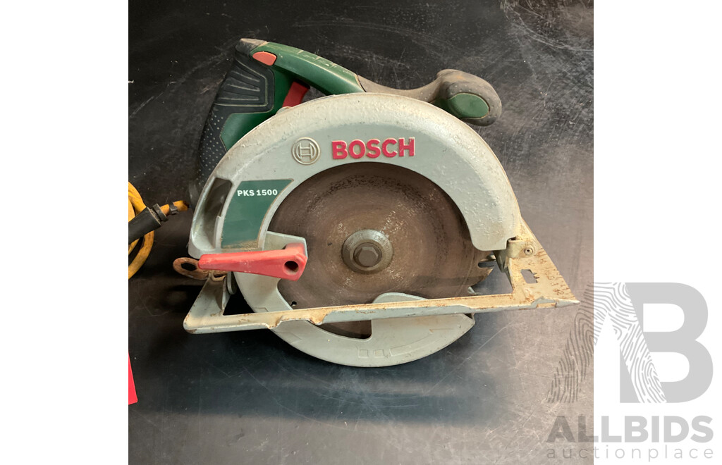 BOSCH  1500W Motor  Circular Saw PKS 1500 & 235mm Grinder - Lot of 2