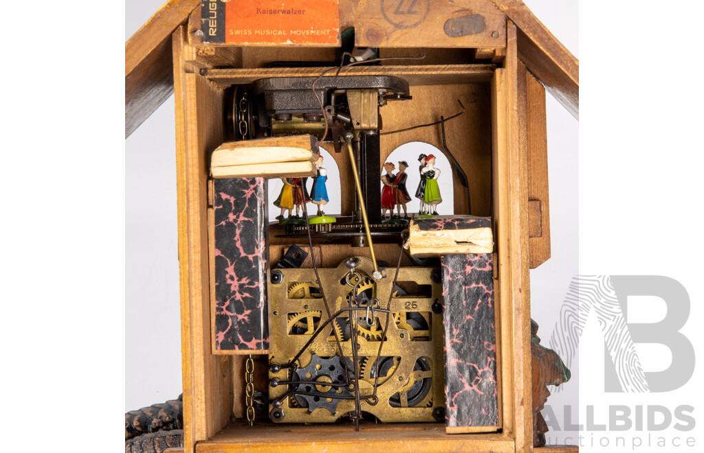 Vintage German Timber Case Cuckoo Clock