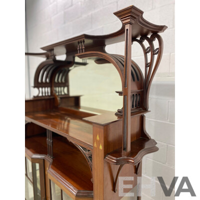 Arts and Crafts Inlaid Mahogany Display Cabinet or Etagere