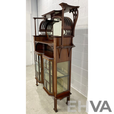 Arts and Crafts Inlaid Mahogany Display Cabinet or Etagere