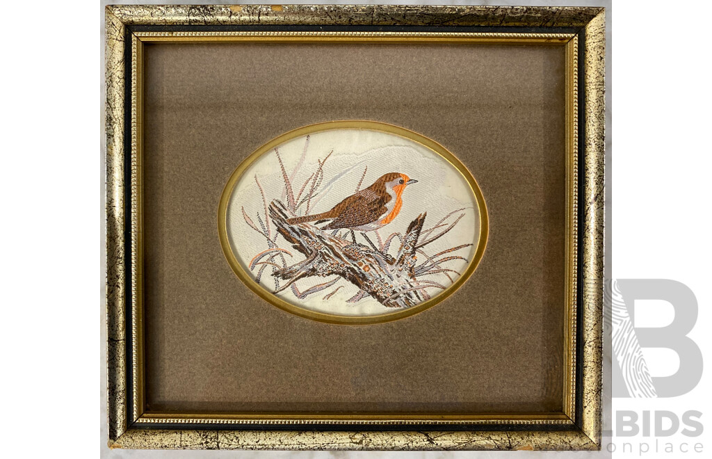 Collection of Framed Bird Themed Jacquard Woven Pictures by Charles Berisford