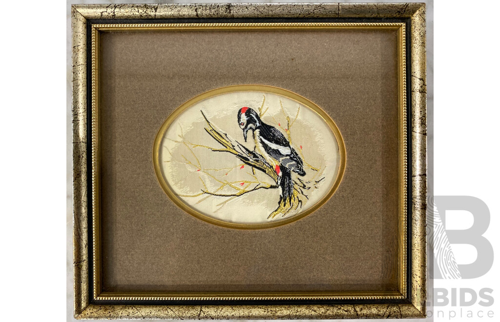 Collection of Framed Bird Themed Jacquard Woven Pictures by Charles Berisford