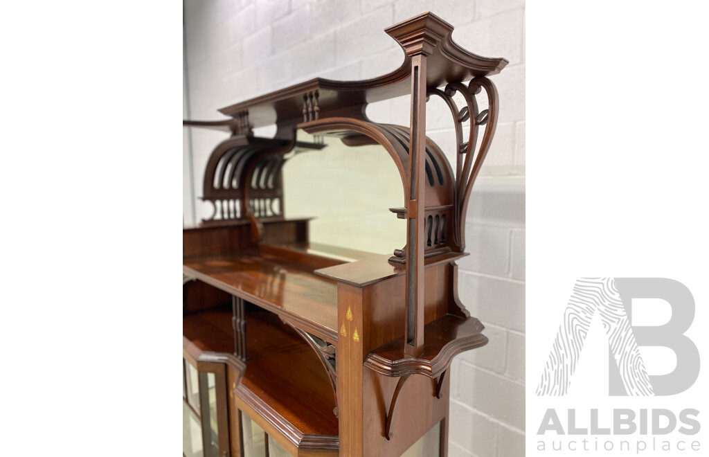 Arts and Crafts Inlaid Mahogany Display Cabinet or Etagere