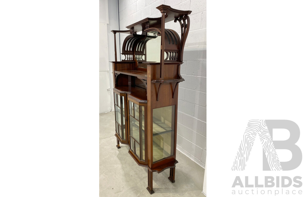 Arts and Crafts Inlaid Mahogany Display Cabinet or Etagere