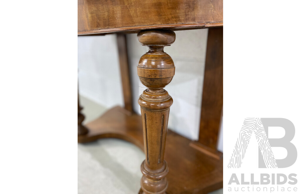 Victorian Mahogany Demi Lune Hall Table with White Marble Top