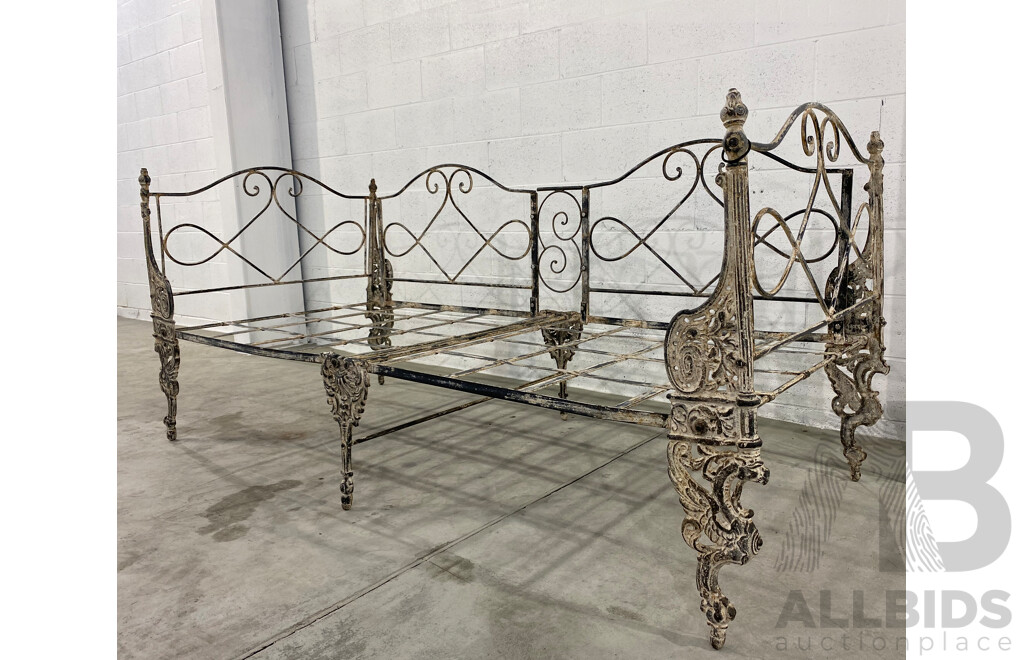 French Style Distressed Cast Iron Daybed Frame