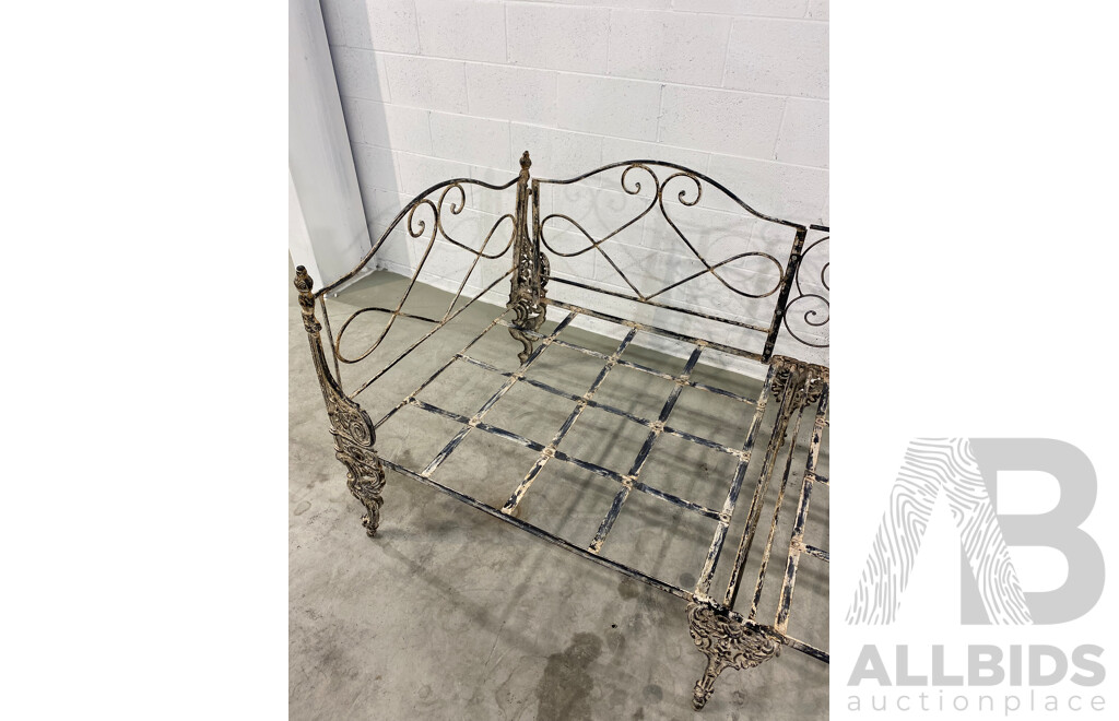 French Style Distressed Cast Iron Daybed Frame