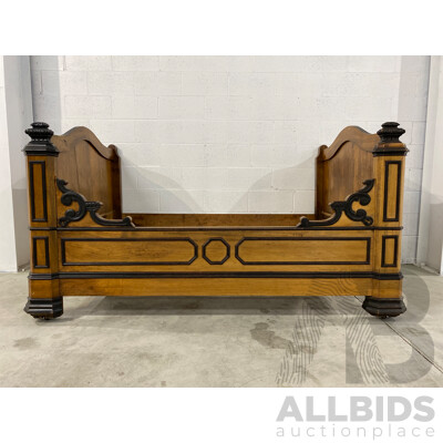 Victorian Walnut Part Ebonised Bed Frame