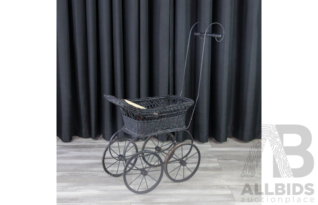 Metal and Wicker Dolls Pram