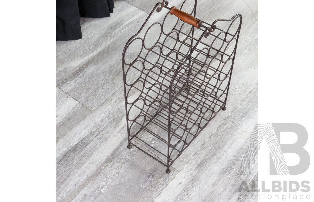 Metal Wine Rack with Timber Handle